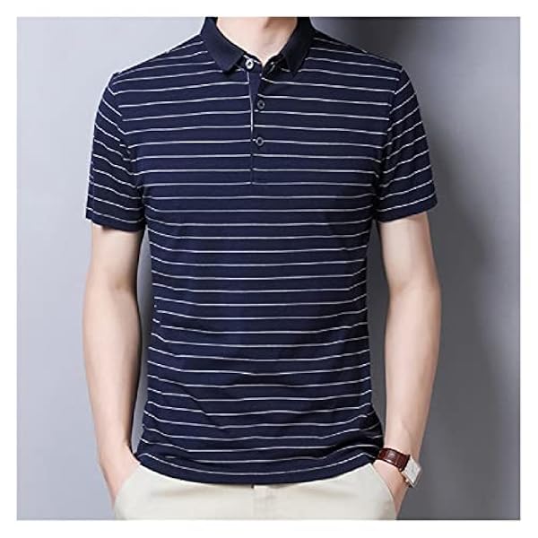 YFQHDD Maglietta da Uomo in Cotone Manica Corta Estate Estate Top Casual Maschio Tshirt a Strisce Maglietta a Strisce (Color : A, Size : XL Code)